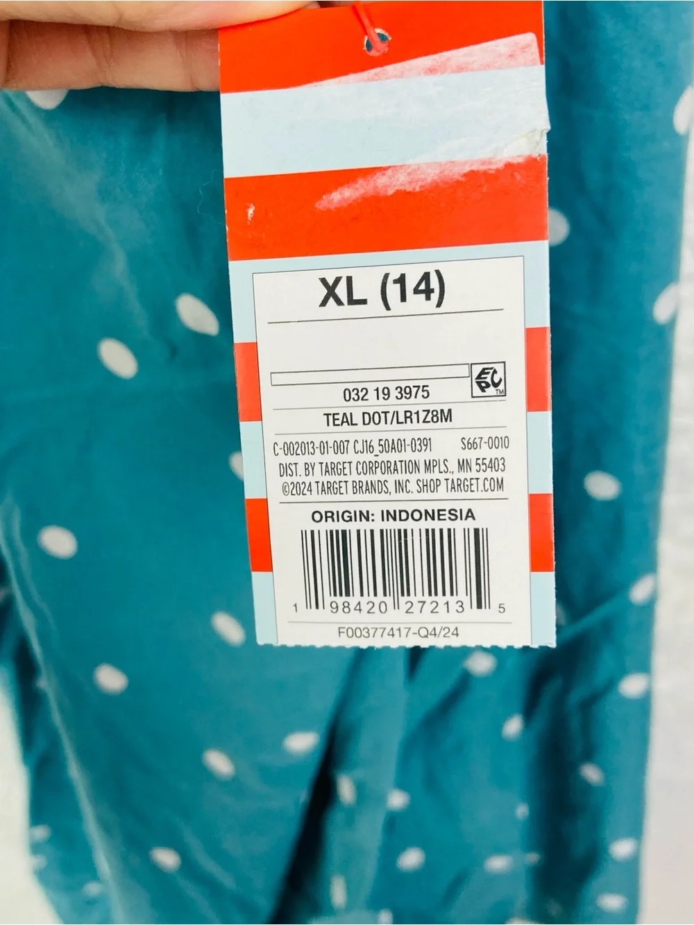 NWT Cat & Jack Teal Polka Dot spaghetti strap Kids Casual Dress size XL 14